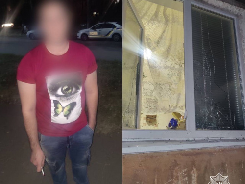 Гірше окупантів – місцеві хулігани: поліцейські затримали криворіжця, який побив вікна чужої оселі