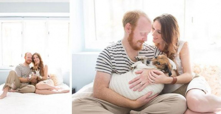 Сімейна пара влаштувала фотосесію з чотирилапим "немовлям"