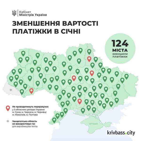 До 30% снизились тарифы на горячую воду и отопление в 124 городах Украины