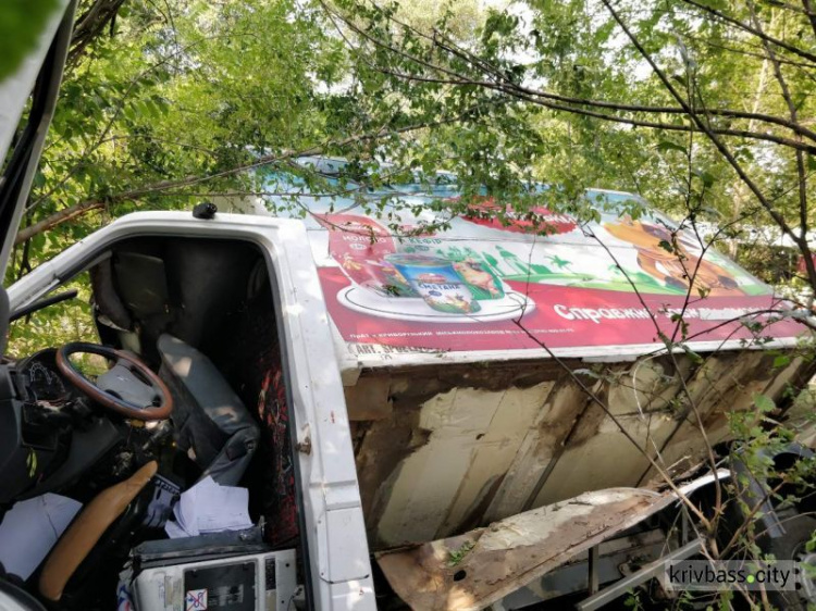 Под Кривым Рогом грузовик вылетел с дороги, пассажира из машины освобождали спасатели (ФОТО)
