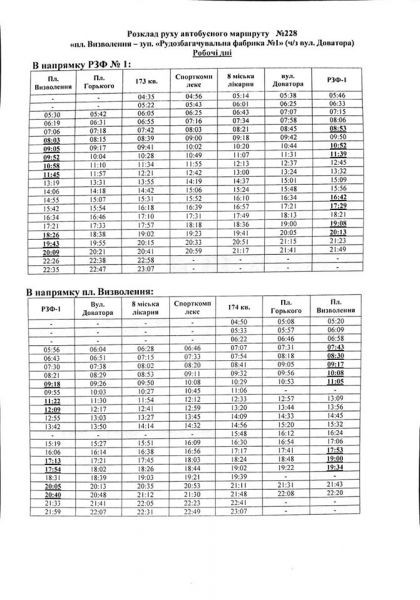 Изменение расписания автобусов №4, 228 и 228А: в отделе транспорта опубликовали новый график движения автобусных маршрутов Кривого Рога (граф