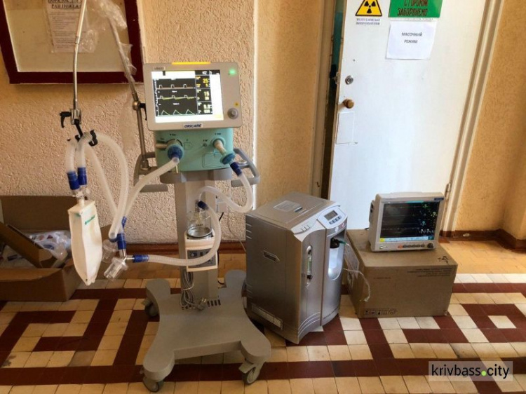 Больницы Кривого Рога получили 27 аппаратов ИВЛ и 10 мониторов для пациентов