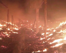 Недалеко от Кривого Рога сгорел склад вместе с урожаем (фото)