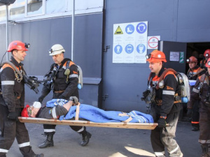 Работники обогатительной фабрики ЦГОКа отработали навыки ликвидации чрезвычайной ситуации