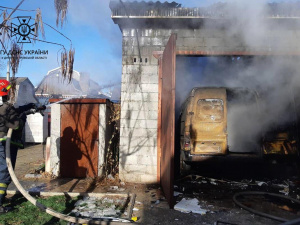 Криворізькі вогнеборці загасили пожежу в гаражі, всередині якого знаходився автомобіль
