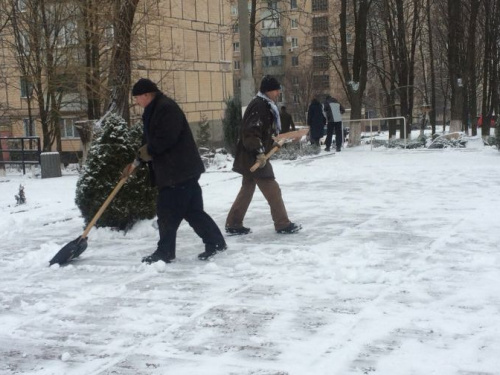 Учебные заведения Кривого Рога вышли на расчистку снега (ФОТОФАКТ)