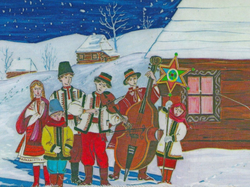 Колядники на Різдво, мальована ілюстрація - фото з відкритих джерел