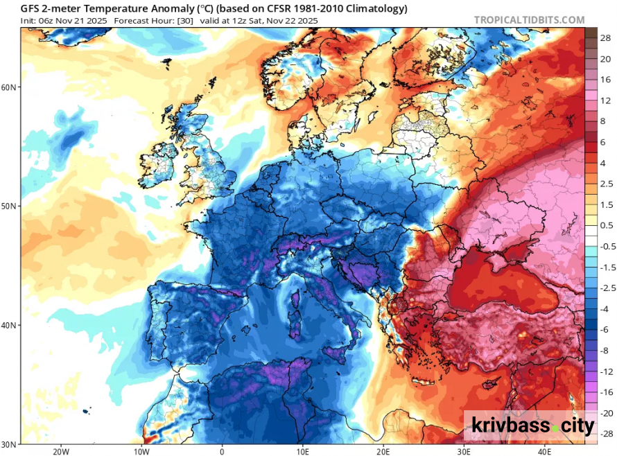 Погода на вихідні, 22–23 листопада: температурні контрасти останнього місяця осені