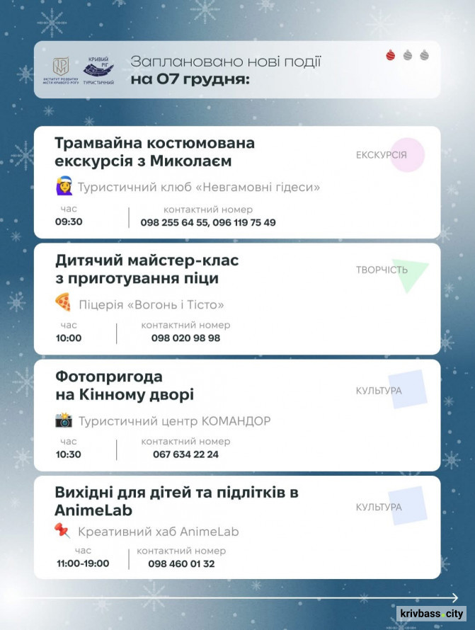 Криворізький вікенд: як провести святкові 6 та 7 грудня з родиною та друзями