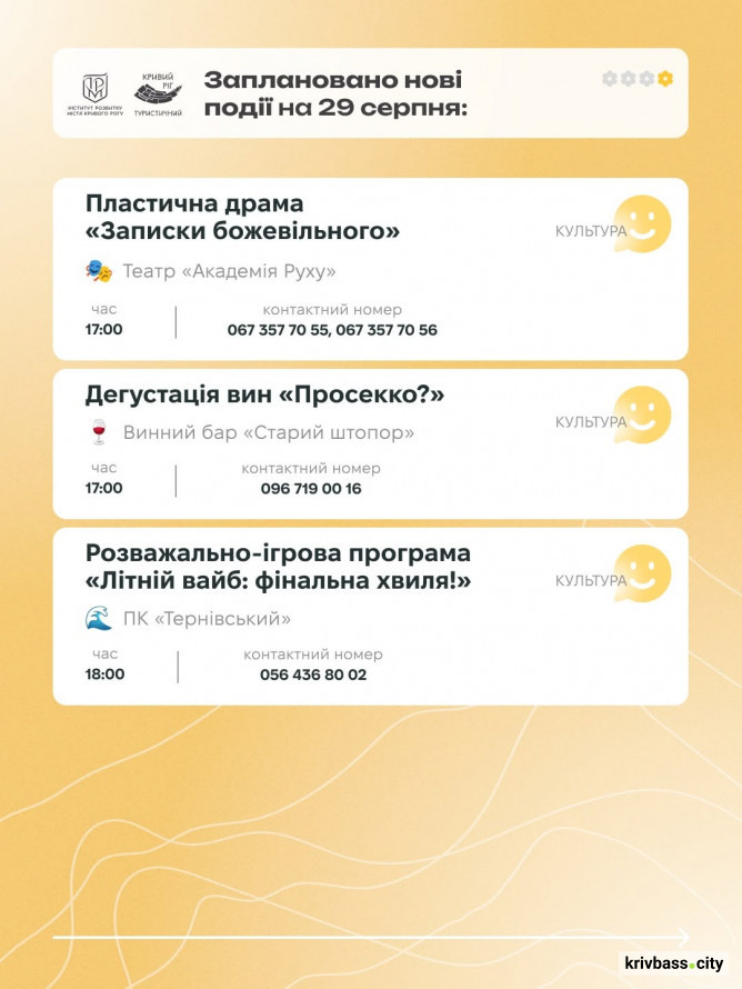 Вихідні без нудьги: що цікавого запланували у Кривому Розі на 29 та 30 серпня