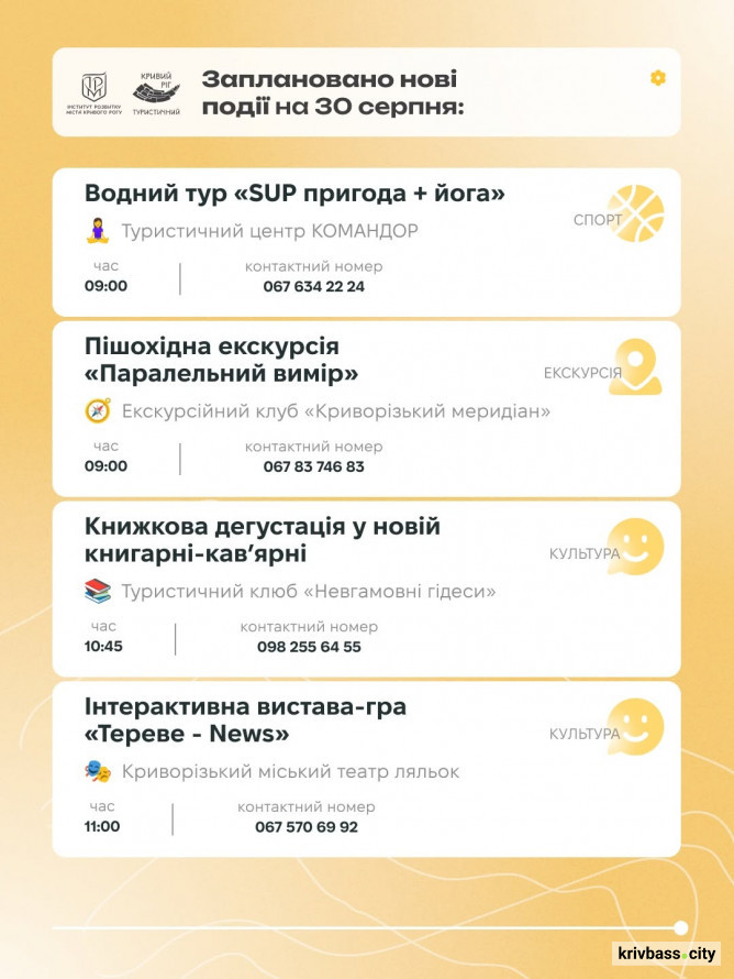 Вихідні без нудьги: що цікавого запланували у Кривому Розі на 29 та 30 серпня