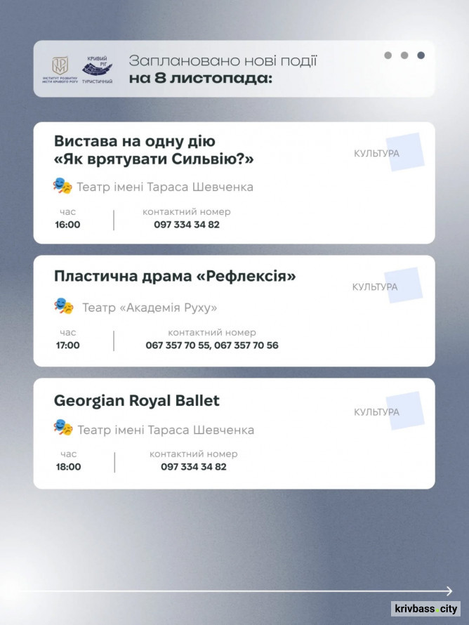Криворізький вікенд: містян запрошують на цікаві заходи 8 та 9 листопада