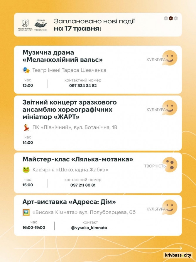 Криворізький вікенд: містян запрошують провести час зі всією родиною 16 та 17 травня