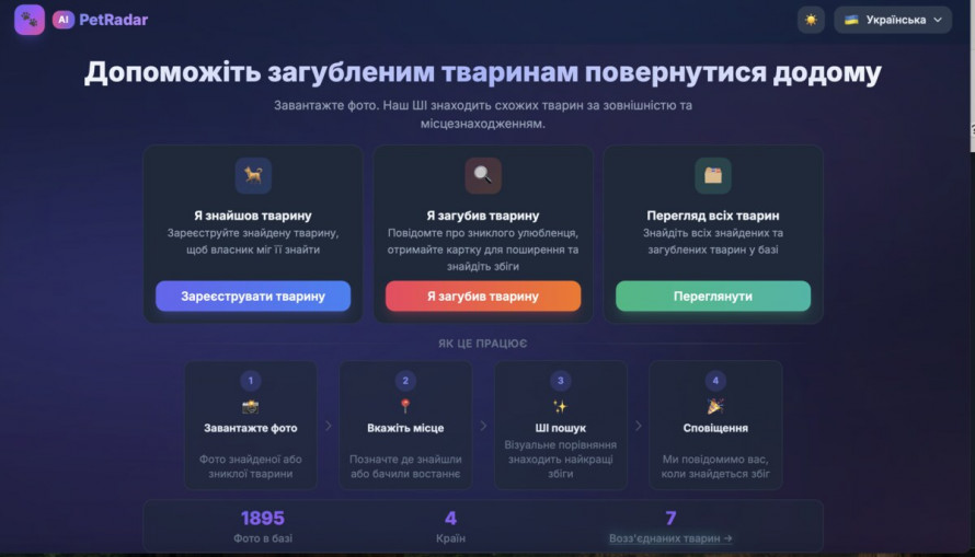 PetRadar: в Україні з’явився розумний сервіс для пошуку загублених тварин