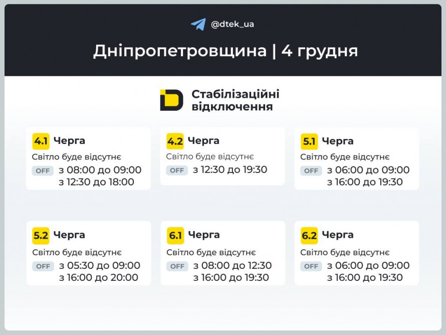 Кривий Ріг без світла: графіки відключень на 4 грудня