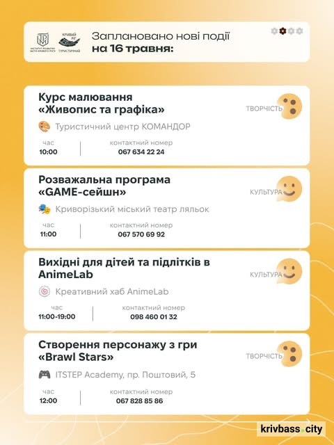 Криворізький вікенд: містян запрошують провести час зі всією родиною 16 та 17 травня