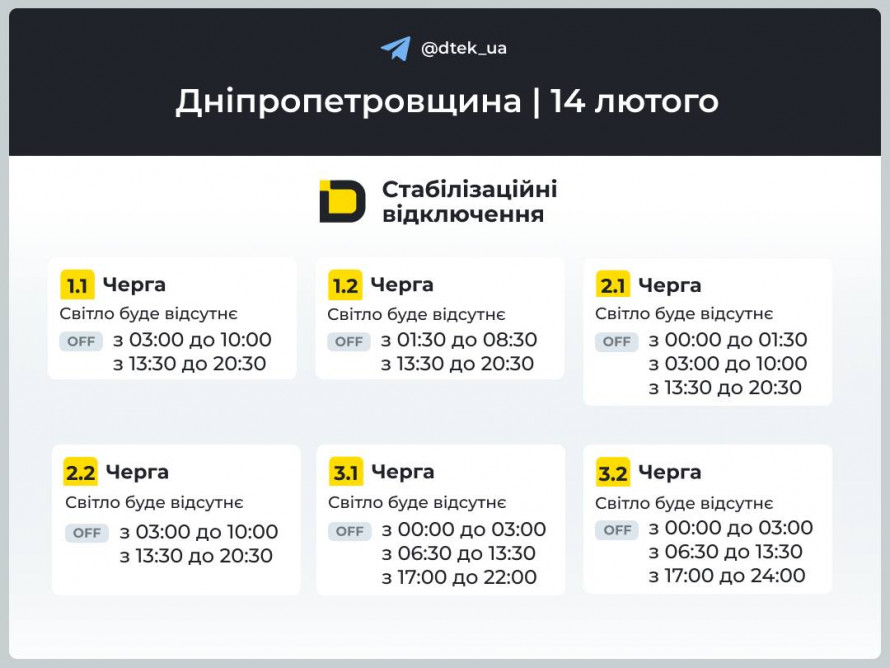 Кривий Ріг без світла 14 лютого: які ГРАФІКИ відключень очікують містян