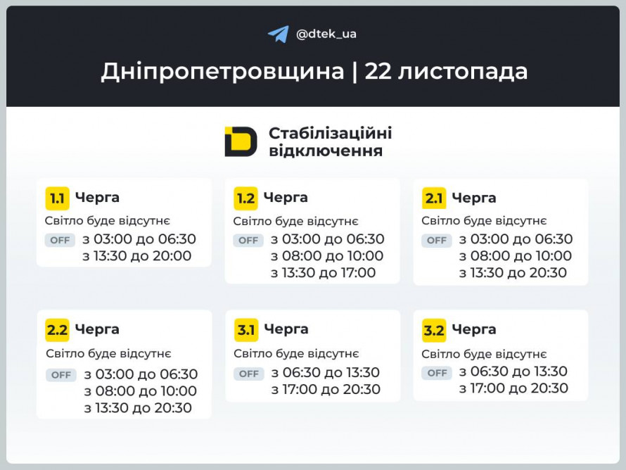 Кривий Ріг без світла: ГРАФІКИ відключень на 22 листопада