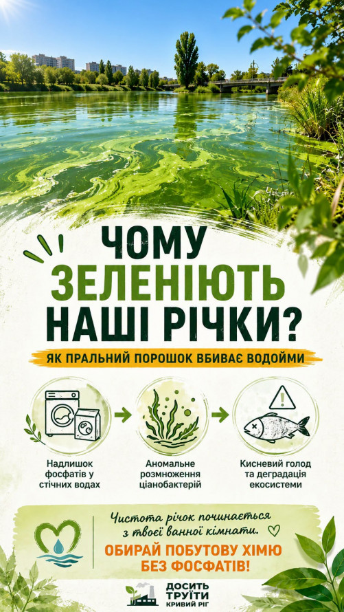 Екоактивісти б’ють на сполох: побутова хімія отруює водойми Криворіжжя