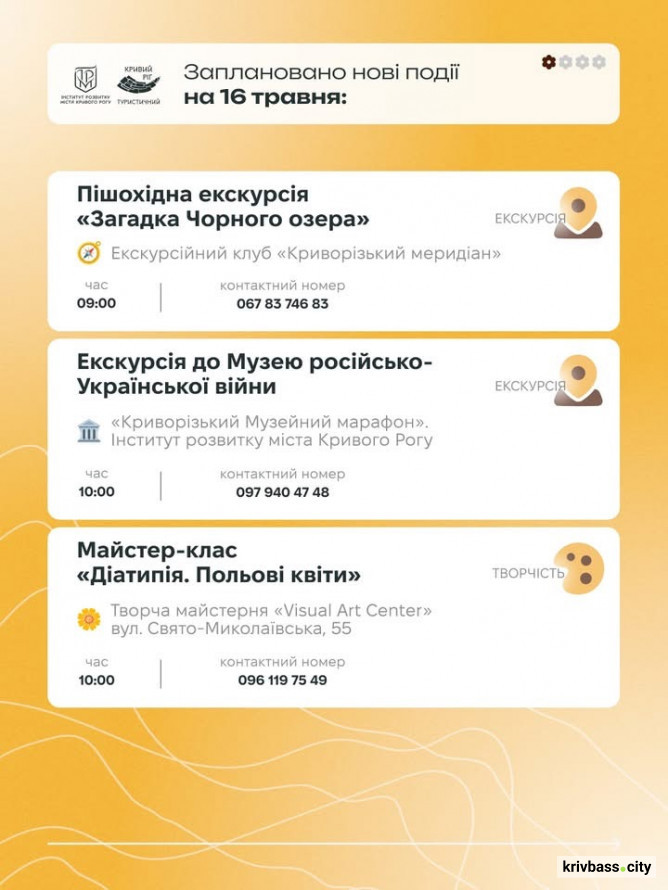 Криворізький вікенд: містян запрошують провести час зі всією родиною 16 та 17 травня