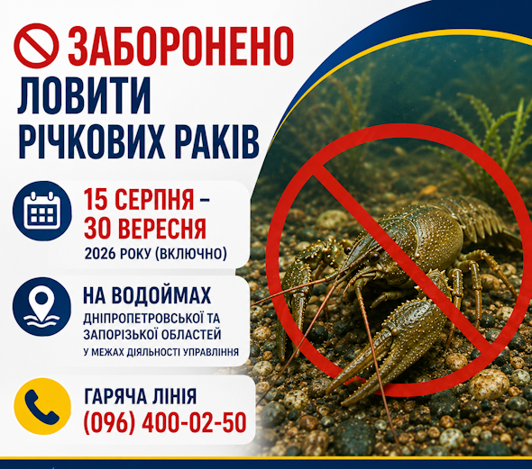 На Дніпропетровщині з 15 серпня заборонять ловити раків: що чекає на порушників