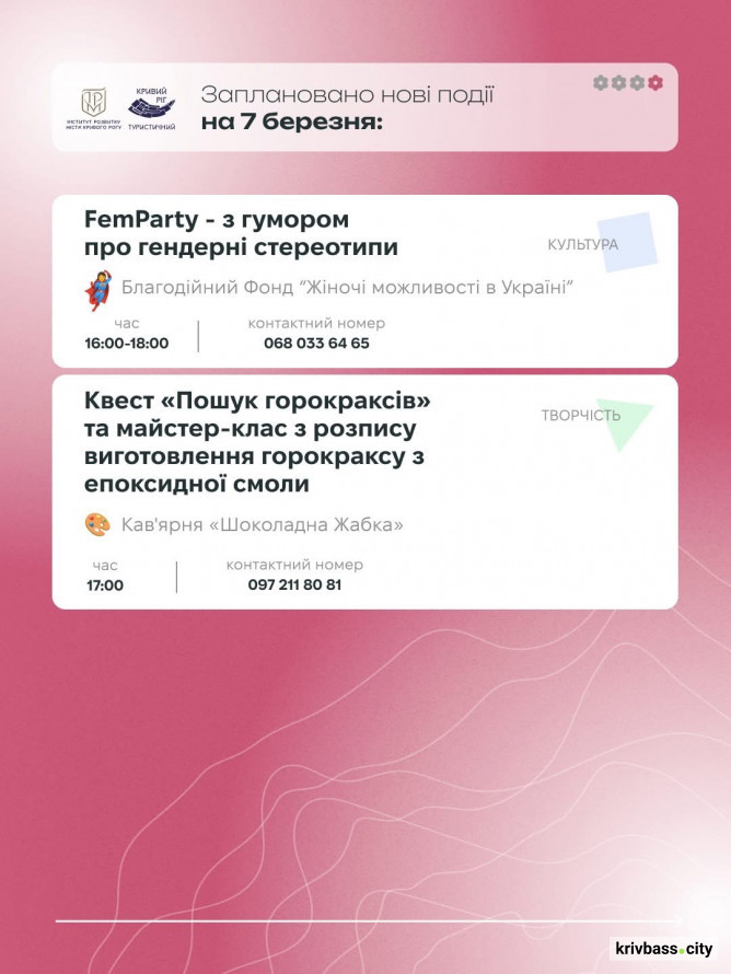 Криворізький вікенд: як провести весняні вихідні 7 та 8 березня