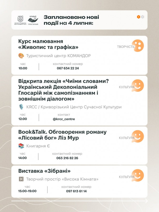 Куди піти у Кривому Розі 4–5 липня: добірка цікавих подій на вихідні