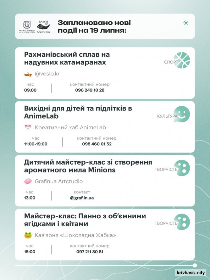 Екскурсії, майстер-класи та нічний забіг: афіша Кривого Рогу на 18 та 19 липня