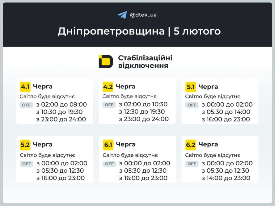 Кривий Ріг без світла 5 лютого: орієнтовні ГРАФІКИ відключень від фахівців ДТЕК
