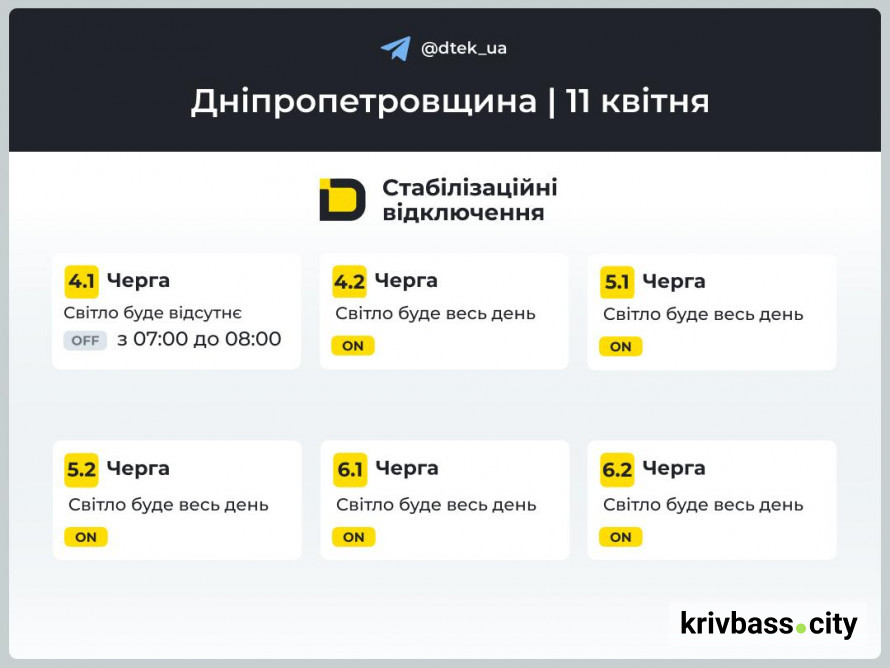 Чи вимикатимуть світло 11 квітня у Кривому Розі: що кажуть фахівці ДТЕК