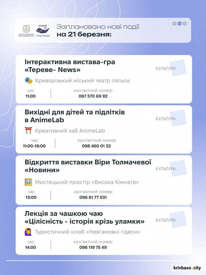 Криворізький вікенд: як провести час з рідними 21 та 22 березня