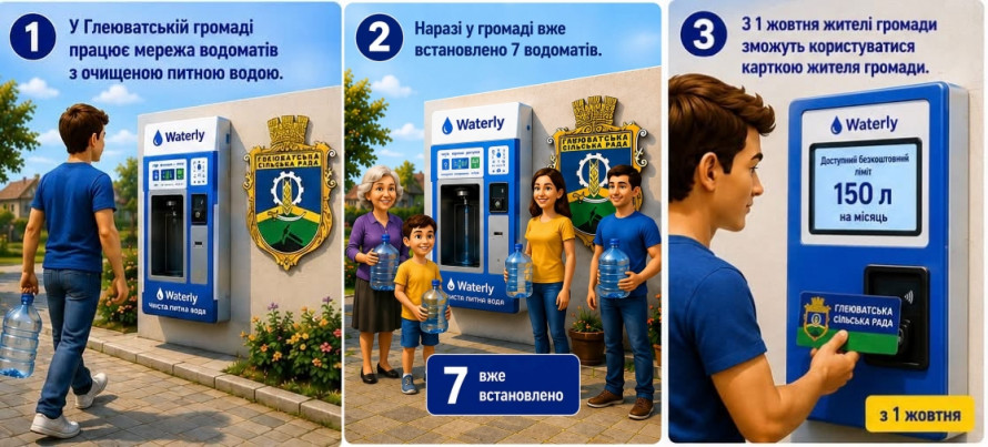 Система доступу до якісної питної води: у громаді Криворіжжя запускають мережу водоматів