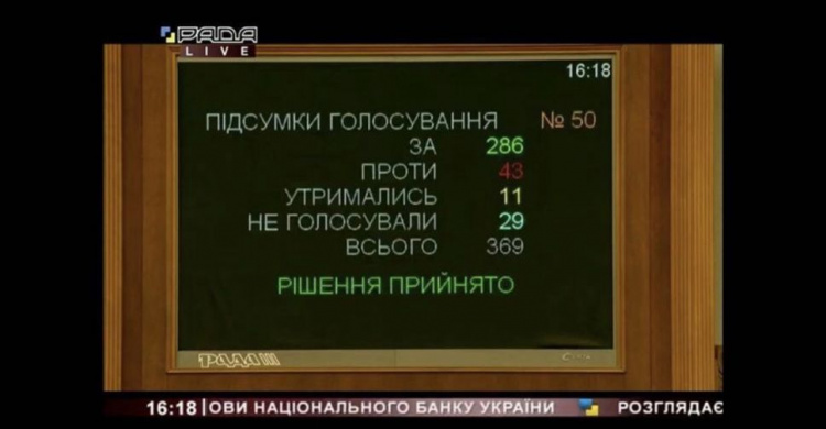 Стоп-кадр трансляции заседания парламента на телеканале «Рада»